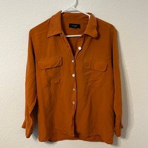 Orange Button Up Top